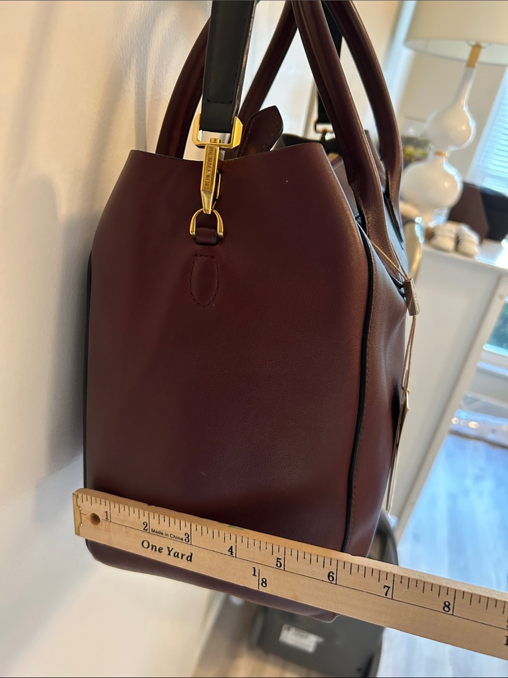 Michael Kors COLLECTION Helena CALF Leather Satchel with Gold-Tone Hardware - Picture 10 of 16